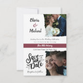 minimalistische Rode Bourgogne bewaar de datum 2 f Kaart (Voorkant)