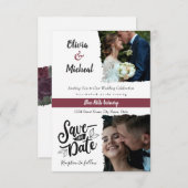 minimalistische Rode Bourgogne bewaar de datum 2 f Kaart (Voorkant / Achterkant)