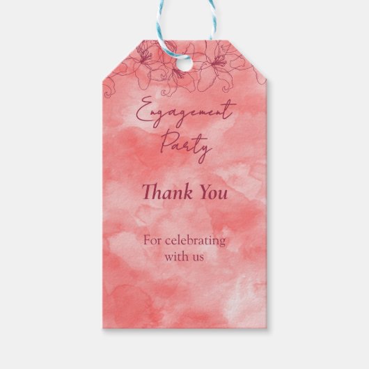 Minimalistische rode bruiloft verloving Dank u Cadeaulabel (Voorkant)