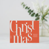 Minimalistische rode en beige typografische kerst briefkaart (Staand voorkant)