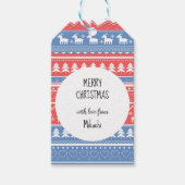 Minimalistische rode en blauwe kerst - Uniek patro Cadeaulabel (Voorkant)