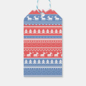 Minimalistische rode en blauwe kerst - Uniek patro Cadeaulabel (Achterkant)