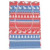 Minimalistische rode en blauwe kerst - Uniek patro Medium Cadeauzakje (Voorkant)