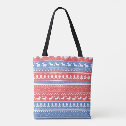 Minimalistische rode en blauwe kerst - Uniek patro Tote Bag (Achterkant)