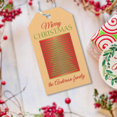 Minimalistische, rode en groene vrolijke kerstgroe cadeaulabel