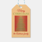 Minimalistische, rode en groene vrolijke kerstgroe cadeaulabel (Voorkant)