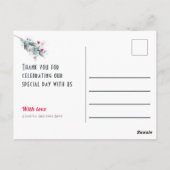 Minimalistische rode en witte bloemenkaart bedankj briefkaart (Achterkant)