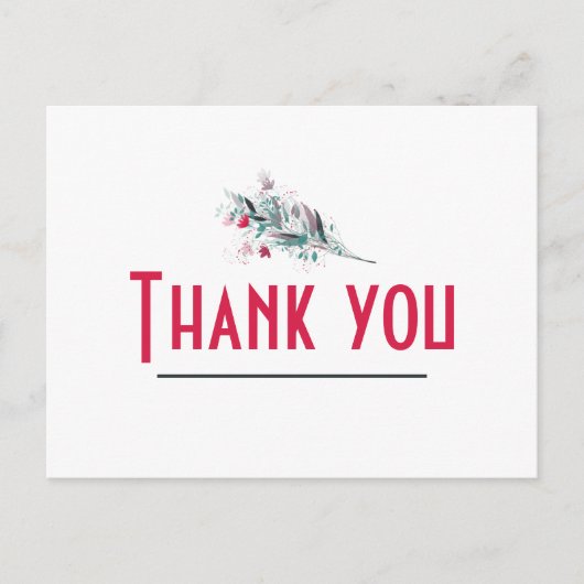 Minimalistische rode en witte bloemenkaart bedankj briefkaart (Voorkant)