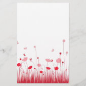 Minimalistische rode en witte klaprozen Meadow Flo Briefpapier (Voorkant)