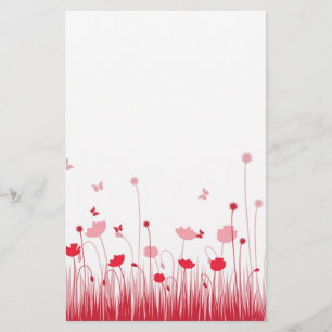 Minimalistische rode en witte klaprozen Meadow Flo Briefpapier