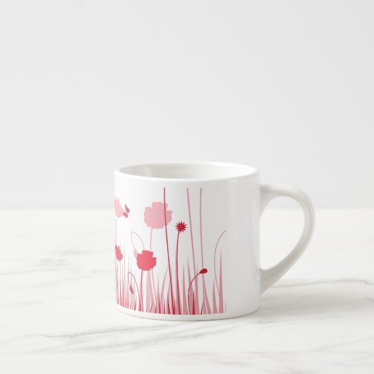 Minimalistische rode en witte klaprozen Meadow Flo Espresso Kop (Rechts)