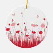 Minimalistische rode en witte klaprozen Meadow Flo Keramisch Ornament (Voorkant)