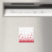 Minimalistische rode en witte klaprozen Meadow Flo Magneet (Insitu (Vaatwasser))