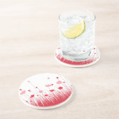 Minimalistische rode en witte klaprozen Meadow Flo Zandsteen Onderzetter (Zijkant)