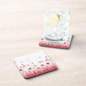 Minimalistische rode en witte klaprozen weide bloe onderzetter (Rechterzijde)