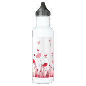 Minimalistische rode en witte klaprozen weide bloe waterfles  (Links)