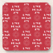 Minimalistische Rode en Witte Liefde, Vrede, Vreug Onderzetter (Voorkant)