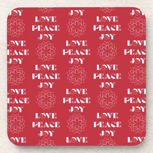 Minimalistische Rode en Witte Liefde, Vrede, Vreug Onderzetter (Voorkant)