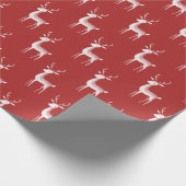 Minimalistische rode en witte rendier kerstwrap cadeaupapier (Hoek)