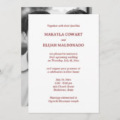 Minimalistische rode en witte tempel bruiloft rece kaart (Voorkant / Achterkant)