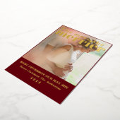 Minimalistische Rode familie van drie zwangerschap Folie Uitnodiging (Gedraaid)