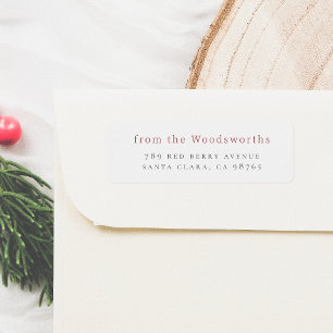 Minimalistische rode familienaam etiket