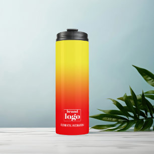 Minimalistische rode gele gradiënt elementaire Log Thermosbeker