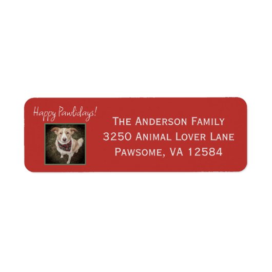 Minimalistische rode gelukkige Pawholidays Huisdie Etiket (Voorkant)