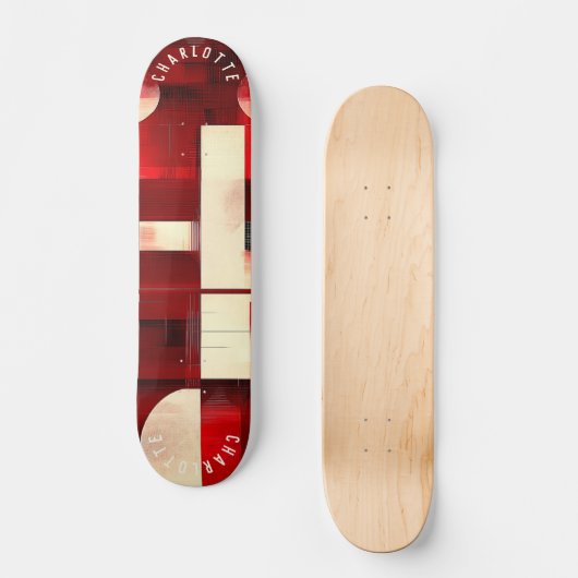 Minimalistische rode geometrische abstracte patron persoonlijk skateboard (Voorkant)