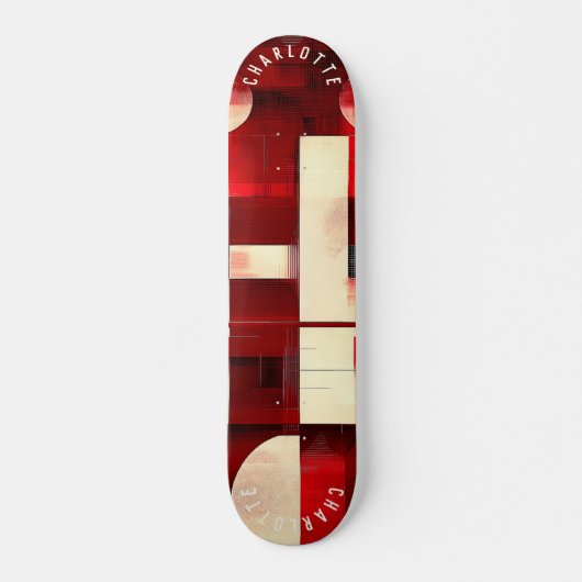 Minimalistische rode geometrische abstracte patron persoonlijk skateboard (Voorkant)