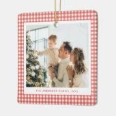 Minimalistische rode geruite foto keramisch ornament (Links)