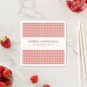 Minimalistische rode geruite Kerstmis Servet