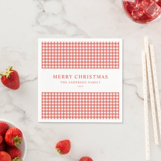 Minimalistische rode geruite Kerstmis Servet (Insitu)