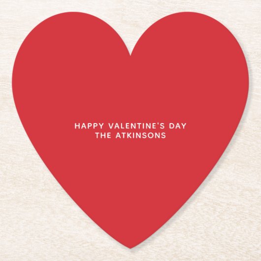 Minimalistische rode hart aangepaste tekst Valenti Kartonnen Onderzetters (Voorkant)
