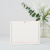 Minimalistische Rode Hart Briefpapier Notitiekaart Kaart (Staand voorkant)
