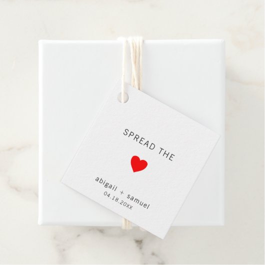 Minimalistische Rode Hart Moderne bruiloft Bedankjes Labels (In situ)