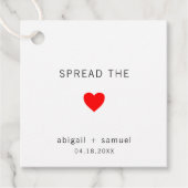 Minimalistische Rode Hart Moderne bruiloft Bedankjes Labels (Voorkant)