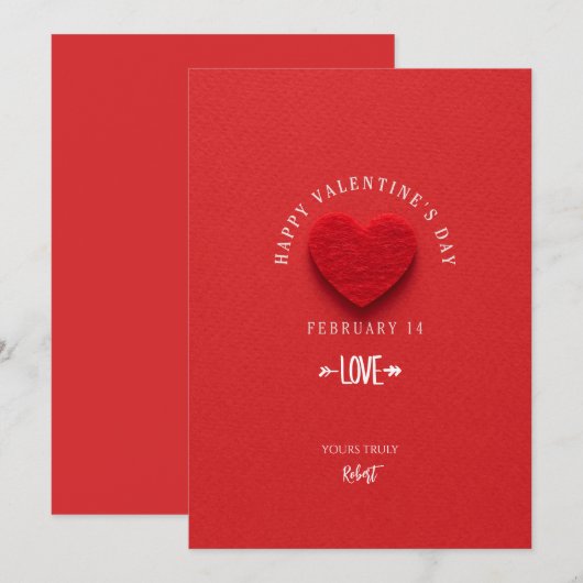 Minimalistische Rode Hart Witte Typografie Kaart (Voorkant / Achterkant)