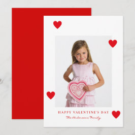 Minimalistische Rode Harten Foto Gelukkige Valenti Feestdagenkaart
