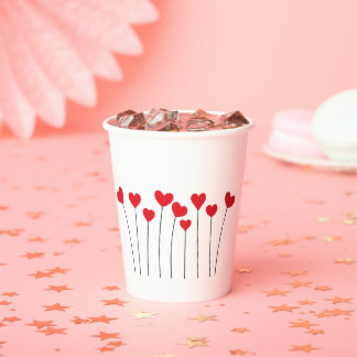 Minimalistische Rode Harten Lieve Verjaardagsfeest Papieren Bekers