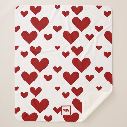 Minimalistische, rode harten, witte achtergrond mo sherpa deken (Voorkant)