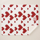 Minimalistische, rode harten, witte achtergrond mo sherpa deken (Voorkant (horizontaal))