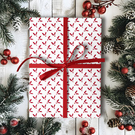 Minimalistische rode Holly Berry op witte kerst Cadeaupapier