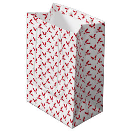 Minimalistische rode hulstbes op witte Kerst Medium Cadeauzakje