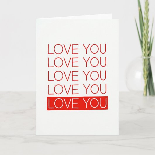 Minimalistische Rode Ik Hou Van Jou Kaart (Voorkant)