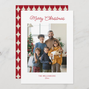 Minimalistische rode kerstscript  foto feestdagenkaart