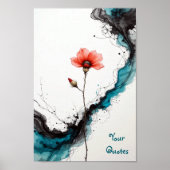 Minimalistische rode klaproos inkt kunstprint poster (Voorkant)