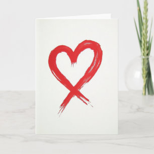 Minimalistische Rode Kwaststreek Hart Kaart
