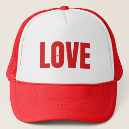 Minimalistische rode "LIEFDE" typografie Trucker Pet