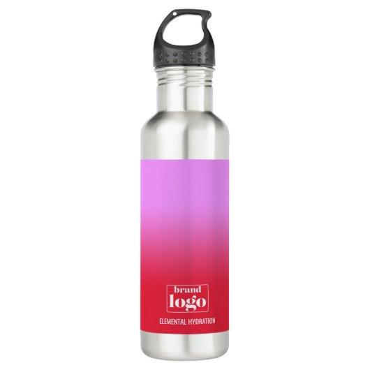 Minimalistische Rode Lila Gradiënt Elementale Logo Waterfles (Voorkant)